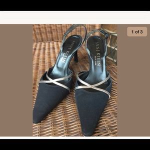 Anne Klein Black/ Silver Heels Size 8.5